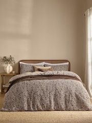 Yard Chocolate Perrie Leaf Muslin 100% Cotton Reversible Duvet Cover and Pillowcase Set - Image 2 of 5