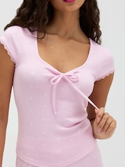 Boux Avenue Pink Daisy Ribbed Long Pyjamas Set - Image 5 of 7