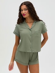 Boux Avenue Green Ribbed Modal Short Pyjamas Set - Image 2 of 7