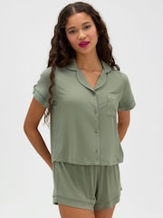 Boux Avenue Green Ribbed Modal Short Pyjamas Set - Image 6 of 7