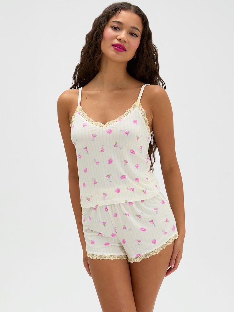 Conjunto de pijama corto de modal a rayas para cóctel de Boux Avenue - Imagen 2 de 6