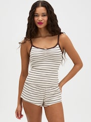 Boux Avenue Natural Striped Pointelle Short Pyjamas Set - Image 2 of 7