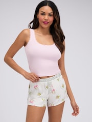 Boux Avenue Pink Matcha Woven Short Pyjamas Set - Image 2 of 7
