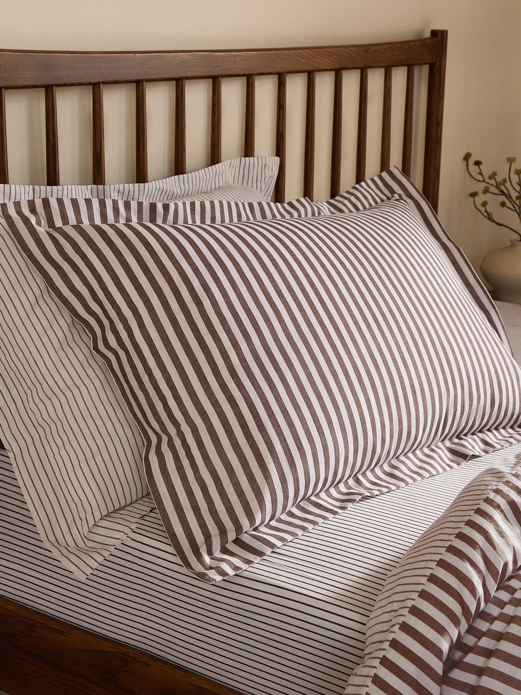 Buy Yard Espresso Brown Hebden Striped Cotton Reversible Duvet