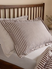Yard Espresso Brown Hebden Striped Cotton Reversible Duvet Cover and Pillowcase Set - Image 4 of 4