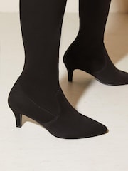 Friends Like These Black Low Kitten Heel Long Sock Boot - Image 4 of 4