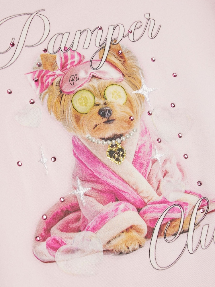 River Island Red Self Care Puppy Pyjamas - Image 4 of 4