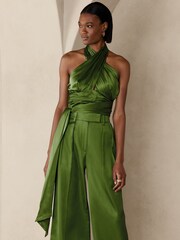 Banana Republic Green Giana Silk Halter Top - Image 1 of 2