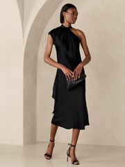 Banana Republic Black Kaia Silk Midi Dress - Image 1 of 4