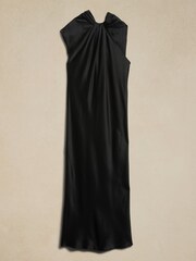 Banana Republic Black Kaia Silk Midi Dress - Image 4 of 4