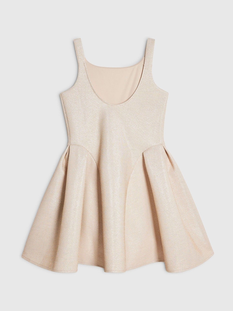 River Island Brown Glitter Bow Scuba Dress - Image 1 of 4