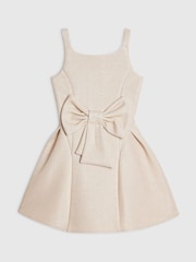 River Island Brown Glitter Bow Scuba Dress - Image 2 of 4