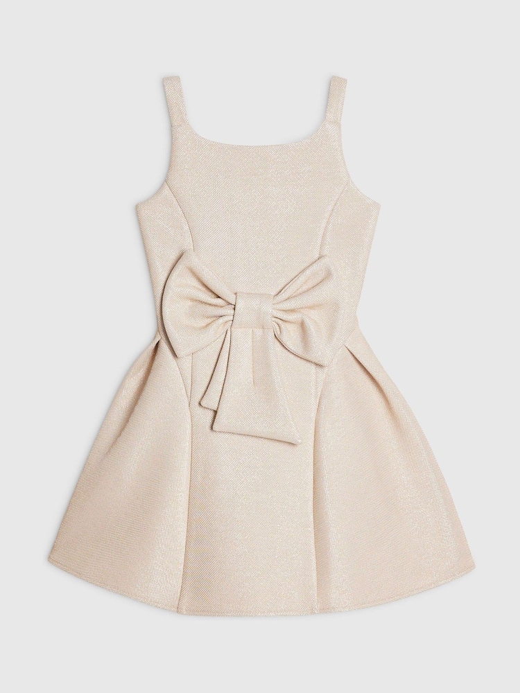 River Island Brown Glitter Bow Scuba Dress - Image 2 of 4