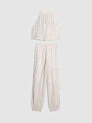 River Island Cream Printed Halter Top & Hareem Trousers Set - Image 2 of 4