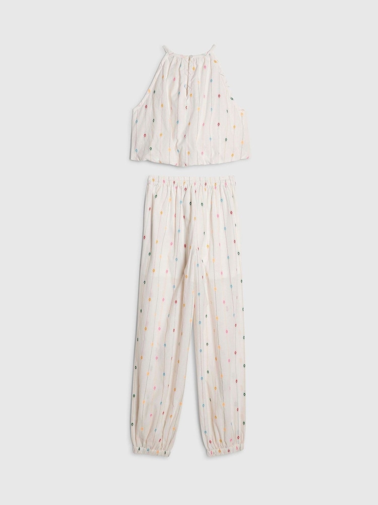 River Island Cream Printed Halter Top & Hareem Trousers Set - Image 2 of 4