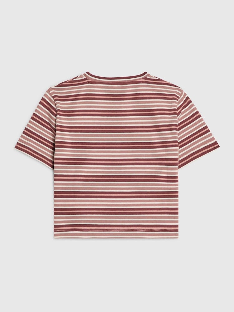 River Island Pink Stripe Number Boxy Fit Crop T-Shirt - Image 2 of 4