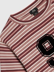 River Island Pink Stripe Number Boxy Fit Crop T-Shirt - Image 3 of 4