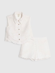 River Island White Palm Waistcoat Shirt & Shorts Set - Image 1 of 5