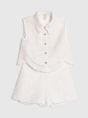 River Island White Palm Waistcoat Shirt & Shorts Set - Image 3 of 5
