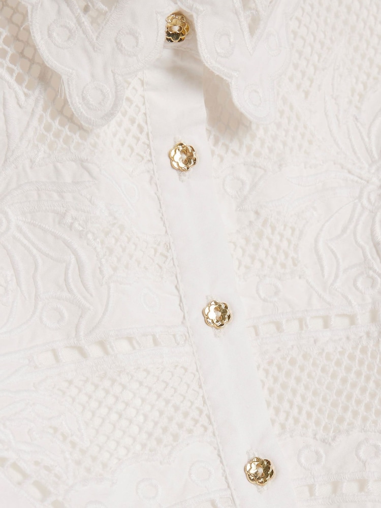 River Island White Palm Waistcoat Shirt & Shorts Set - Image 5 of 5 River Island White Palm Waistcoat Shirt & Shorts Set - Image 5 of 5