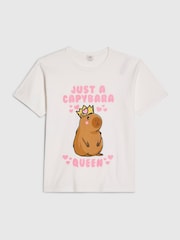 River Island White Capybara Queen Boyfriend T-Shirt - Image 1 of 4