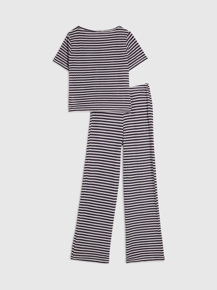 Mavi - River Island Zolaqlı Teksturalı Qalstuk Topu və Qısa Dəsti - 5şəkildən 2 şəkil