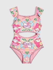 River Island Pink Hello Kitty Cutout Swimsuit - Image 1 of 4