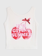 River Island White Its Giving Summer Tank Top - Image 1 of 4