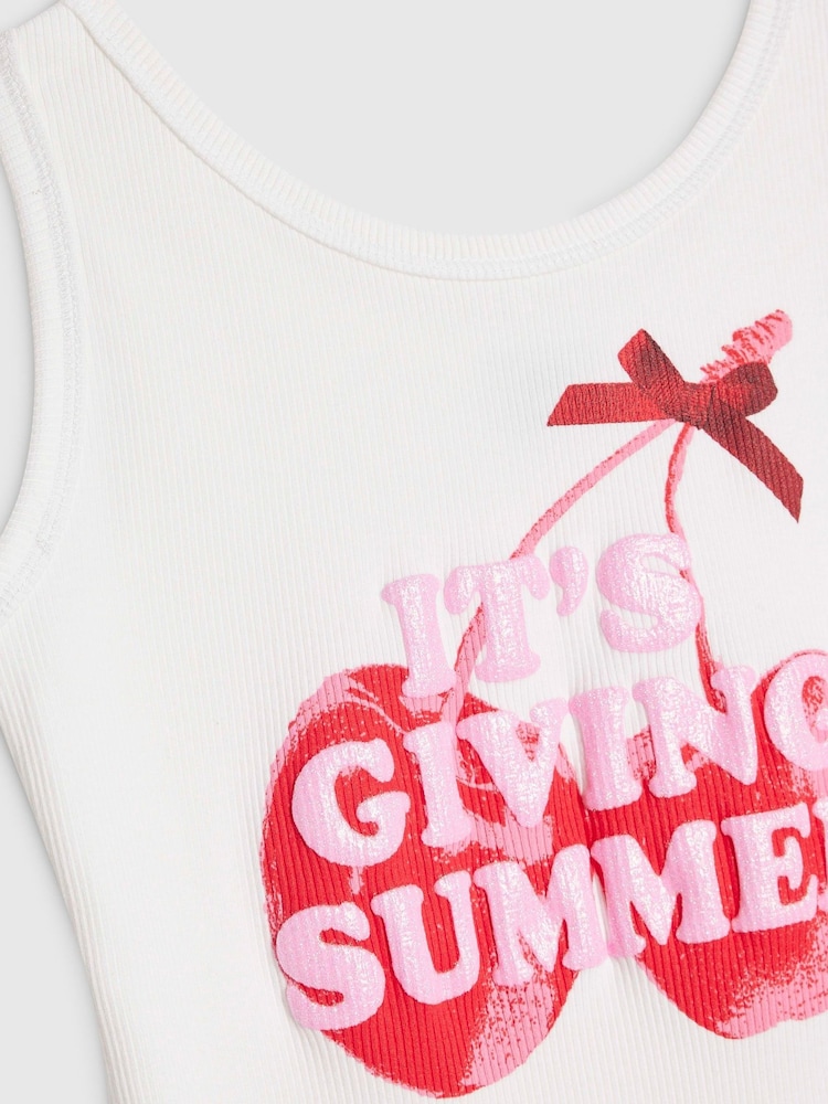 River Island White Its Giving Summer Tank Top - Image 4 of 4 River Island White Its Giving Summer Tank Top - Image 4 of 4