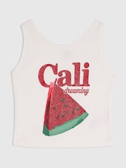River Island White Glitter Strawberry Tank Top - Image 1 of 4