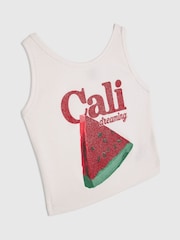 River Island White Glitter Strawberry Tank Top - Image 3 of 4
