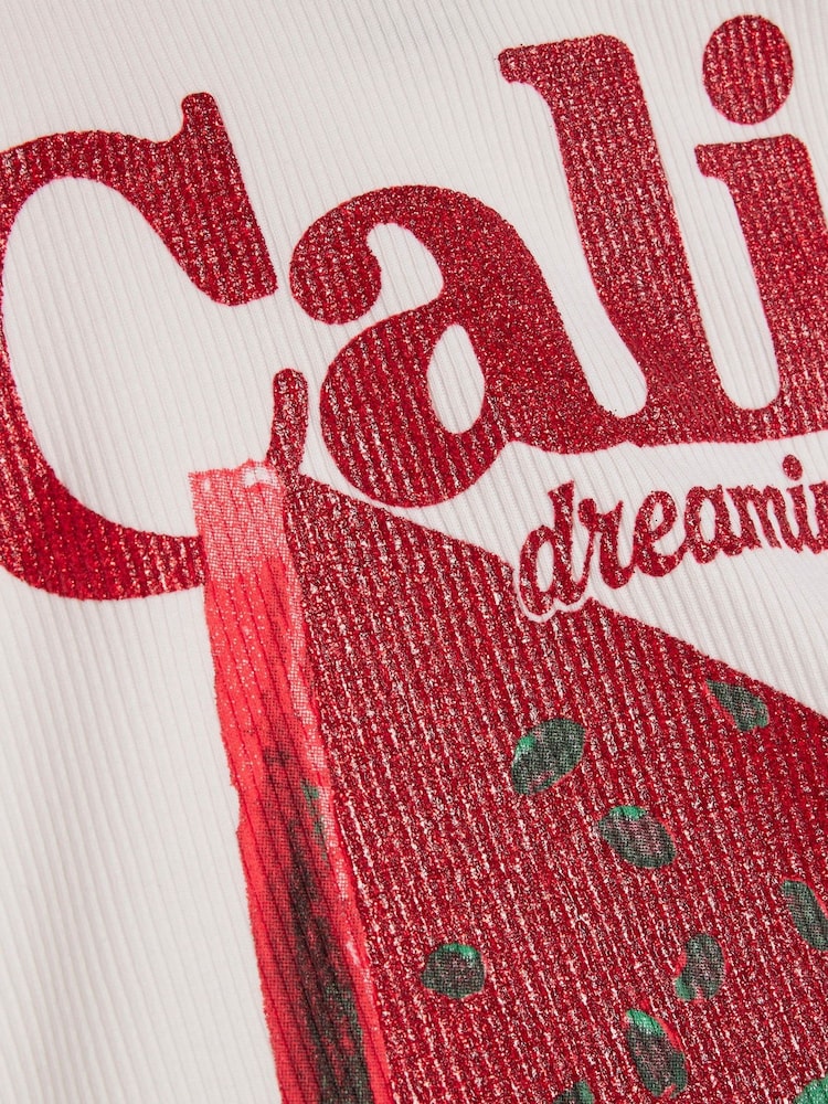 River Island White Glitter Strawberry Tank Top - Image 4 of 4 River Island White Glitter Strawberry Tank Top - Image 4 of 4
