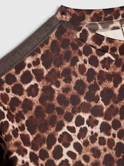 River Island Brown Premium Leopard Print Boxy Fit T-Shirt - Image 3 of 4