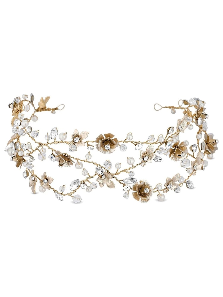 Jon Richard Gold Gold Plated Sienna Gold Floral Hair Vine - Gift Pouch - Image 1 of 2