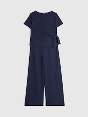 Tünd mavi - River Island Zolaqlı Teksturalı Qalstuk Topu və Qısa Dəsti - 5şəkildən 3 şəkil