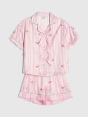 River Island Pink Rosebud Stripe Satin Pyjamas - Image 3 of 5