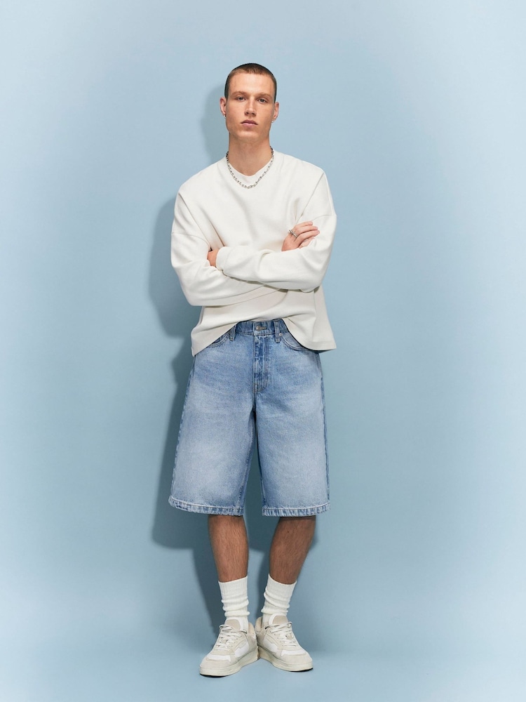 River Island Blue Mid Wash Denim Jorts - Image 1 of 4