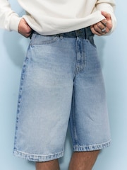 River Island Blue Mid Wash Denim Jorts - Image 4 of 4