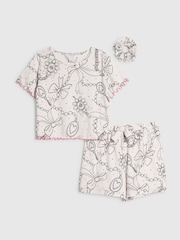 River Island Cream Bow Monogram Short Sleeve Pyjamas - Image 1 of 5
