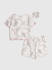 River Island Cream Bow Monogram Short Sleeve Pyjamas - Image 2 of 5