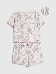 River Island Cream Bow Monogram Short Sleeve Pyjamas - Image 3 of 5