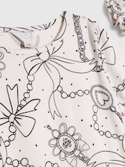 River Island Cream Bow Monogram Short Sleeve Pyjamas - Image 5 of 5