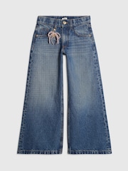 River Island Blue Wide Fit Jeans With Boy Keychain - Image 1 of 4