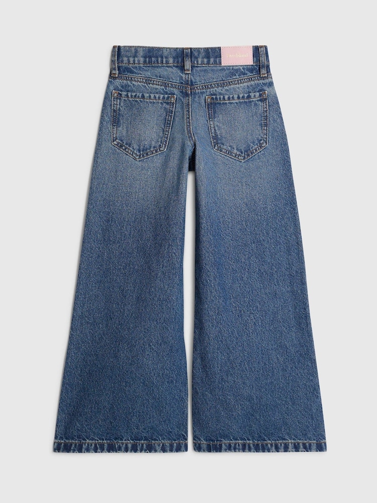 River Island Blue Wide Fit Jeans With Boy Keychain - Image 2 of 4