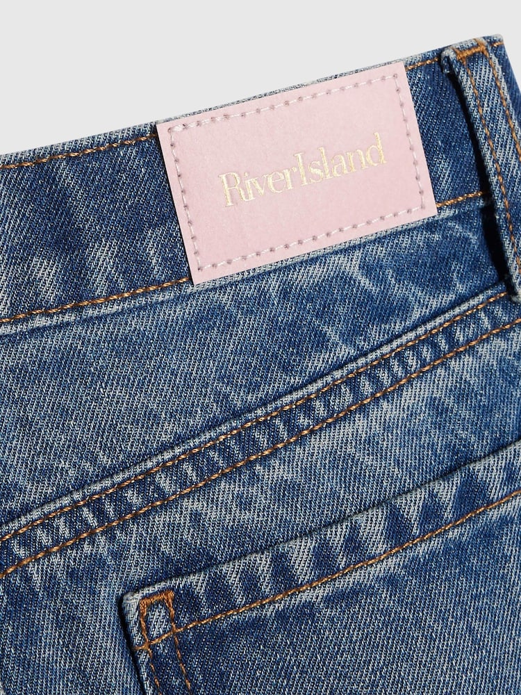River Island Blue Wide Fit Jeans With Boy Keychain - Image 4 of 4