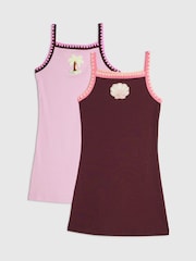 River Island Purple/Pink Embroidered Cami Dresses 2 Pack - Image 1 of 4