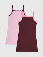 River Island Purple/Pink Embroidered Cami Dresses 2 Pack - Image 2 of 4