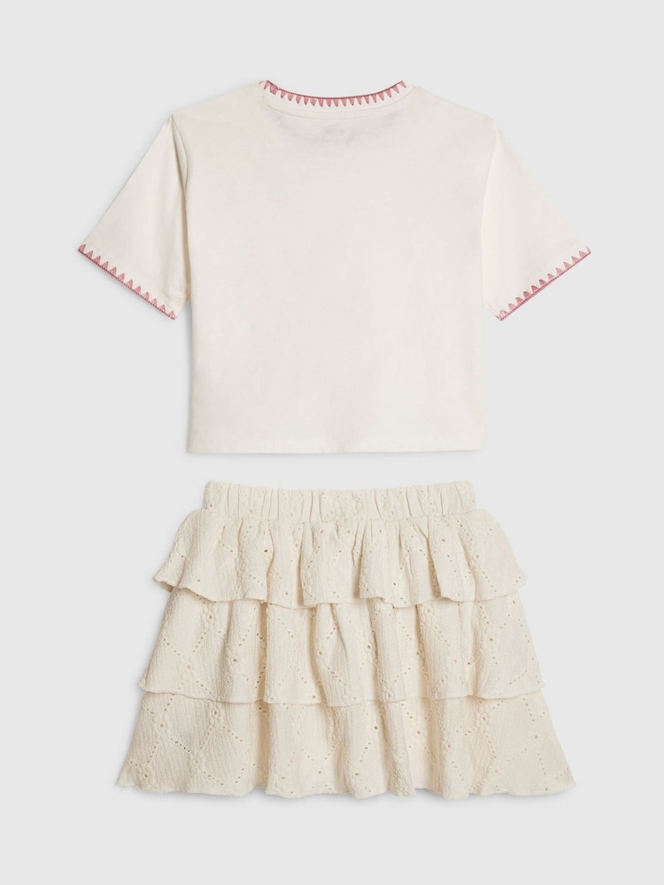 River Island Cream Crochet Shirt & Rara Skirt Set - Image 2 of 3