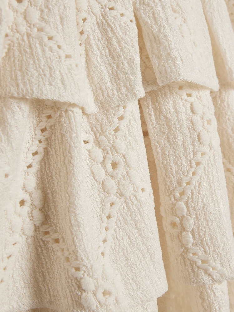 River Island Cream Crochet Shirt & Rara Skirt Set - Image 3 of 3
