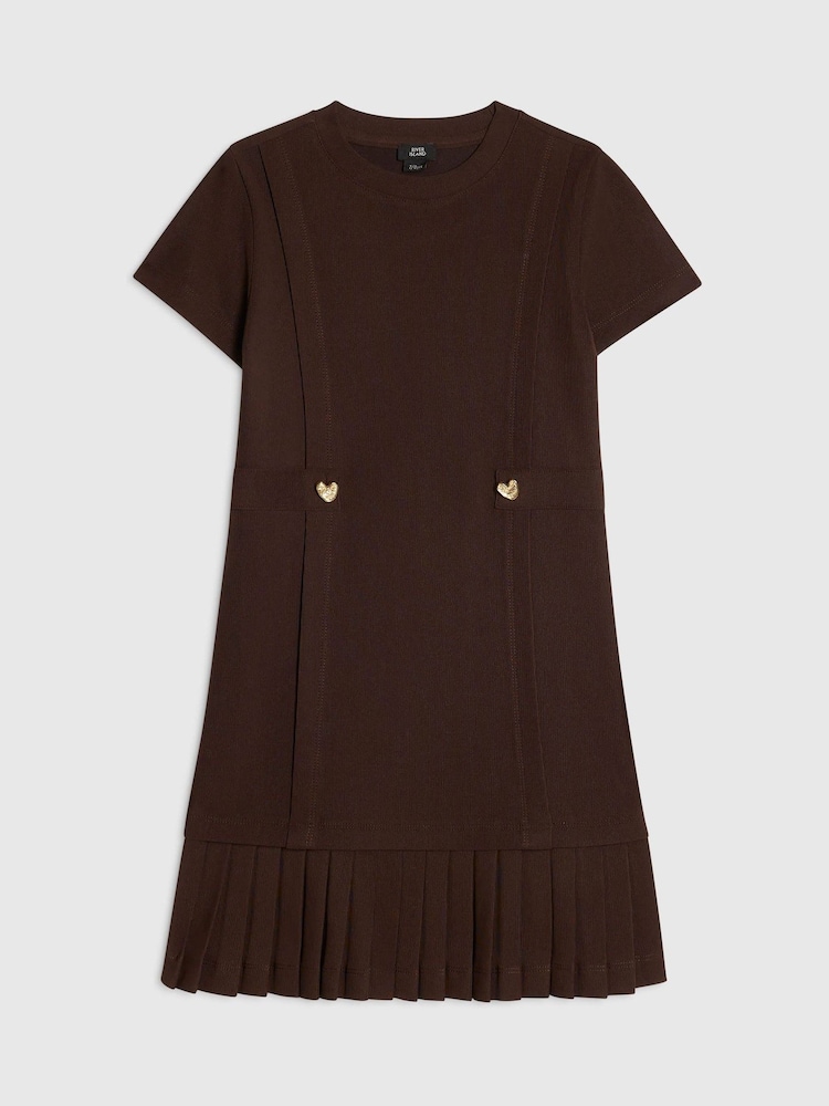 River Island Brown Pleated Hem Dress - Image 1 of 4
